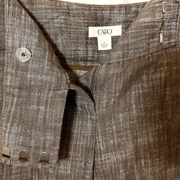 Linen Look Wide Leg Heavy Cotton Trousers Preppy Academia Office - Picture 4 of 14